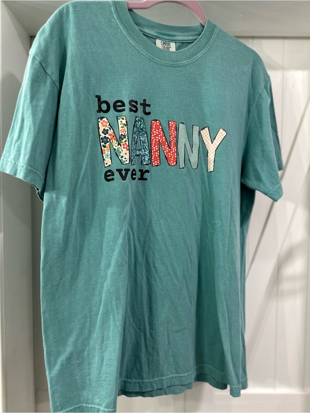 Comfort Colors Teal "Best Nanny Ever" Kids Tee
